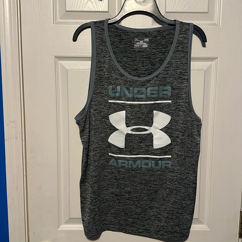 Under Armour Grey and White Tank Top
